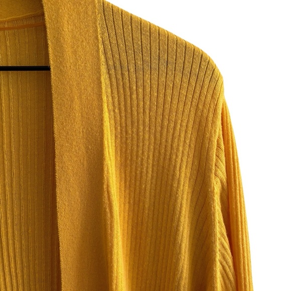 Loft Long Ribbed Knit Yellow Duster Cardigan Casual Boho Stretch Layering XXL - Picture 6 of 16